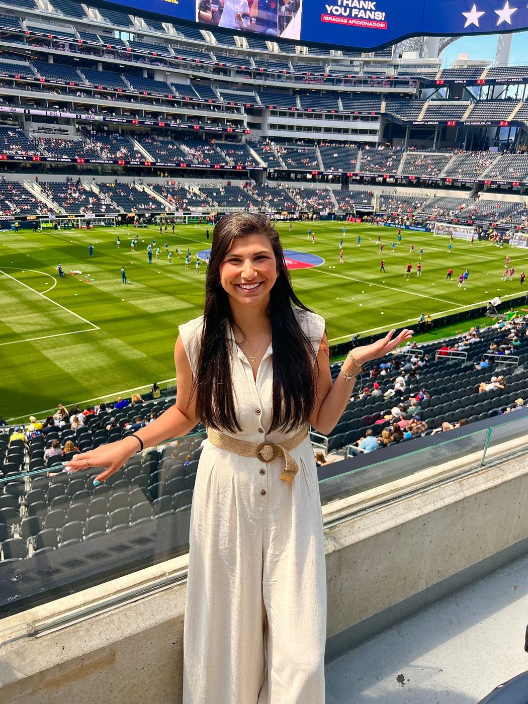 Reilly at SoFi Stadium before a USWNT match against Brazil
